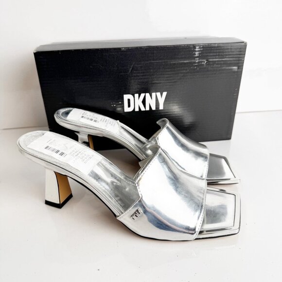NWT DKNY Silver Kailyn heel sandals size 9 - Picture 2 of 10